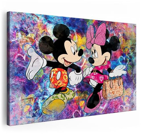 Artmazing | Mickey und Minnie Maus Bild auf Leinwand | Coole Wandbilder für Wohnzimmer | Buntes Poster XXL