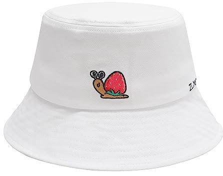 ZLYC Männer Frauen Sommer Fischerhüte Obst Hut, Weiße Erdbeer-Schnecke, One Size