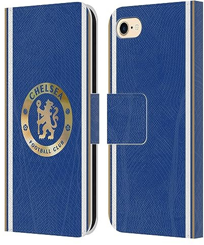 Head Case Designs Funda de piel tipo libro con licencia oficial del Chelsea Football Club Home 2023/24 compatible con Apple iPhone 7/8/SE 2020 y 2022