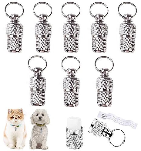 Mlczwt 8 Stück Anti Lost Haustier ID Tag, Hundemarke, Tierkennzeichnung, Halsbandanhänger, Silber