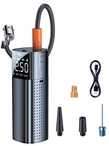 Elektrische Luftpumpe,Drahtlose Intelligente Autopumpe,Tragbare Aufblasbare Pumpe,Beleuchtungsluftpumpe,Taschenlampen,USB-C-Anschluss,Wiederaufladbarer Lithium-Lonen-Akku,Geeignet für alle Reifen