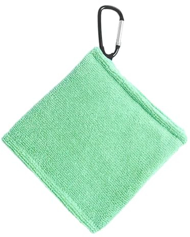 Golfball Handtuch mit Clip, Golfball Reiniger, 14 X 14 cm, Kleines Golfball Reinigungstuch, Golf Zubehör, Grün