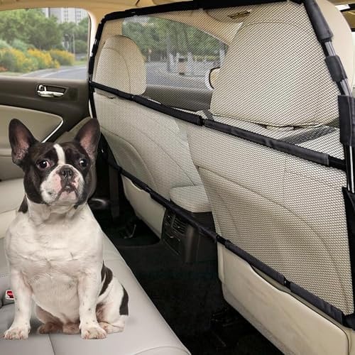 Snagle Paw Rejilla para perros para coche, 127 cm de ancho, para 2 y 3 filas de asientos y espacio de carga, para asiento trasero de perros, rejilla separadora para maletero con red de malla