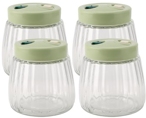 UNGFEI 4 tarros de vidrio de fermentación de 1 litro, recipiente de vidrio para kimchi, tarros de fermentación con 2 cerraduras de aire para kimchi, chucrut, fruta, avena nocturna
