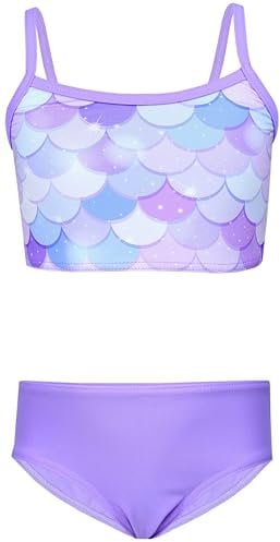 Aquarti Mädchen Bikini Set Bustier Bikinislip Zweiteiliger Badeanzug, Farbe: 038C Meerjungfrau Violett/Lila, Größe: 134