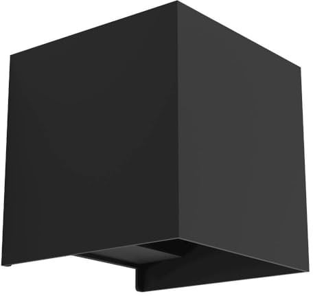 EGLO LED Wandleuchte innen Valmontone, Wandlampe Würfel mit indirekter Beleuchtung, Wandspot für Schlafzimmer und Wohnzimmer, Metall in Schwarz, warmweiß, 10 x 10 cm