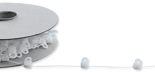 Gleiterkordel WEIß, Wellengleiterkordel, Gleiterband ***WUNSCHMAß - individuelle Länge wählbar*** mit 360° drehbaren Ösen, Gleiterabstand 8cm, für Gardinenschienen mit 6mm Laufnut/Profilschlitz