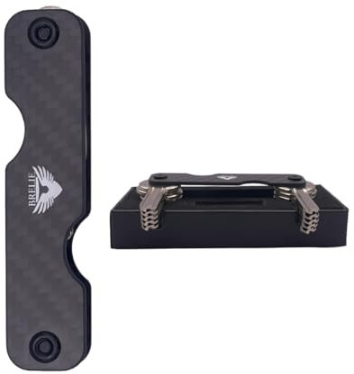 BRELIE Key Holder- Key Organizer for 1-18 Keys- Gift Box- Key Change Station- Multifunctional- Bottle Opener- Compact- Carbon Fiber- Lightweight- Black