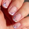 Ceboic 24-Piece Press on Nails Short Square Nude French White Tip False Nails with Flowers Design, Acrylic Full Cover Reusable Glue on Nails for Women and Girls Nail Art