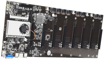 8gpu Mining Motherboard with CPU Support, Ddr3 Sodimm, Black | Pcie Gen2 X8 Slots, Onboard Rtl8111f Gigabit Network, Pxe Boot Support, Storage and Usb2.0 Ports