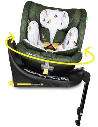 COSATTO All in All Extra i-Size 360° Spin Rotating Car Seat - 360° Swivel, Group 0+123, 0-36kg, 0-12years, ISOFIX, ERF, Exclusive Anti-Escape System (Bureau)