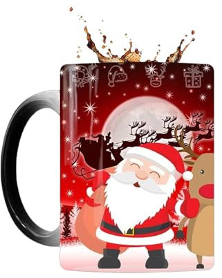 Weihnachtliche Farbwechsel-Tasse – Porzellan-Trinkbecher, Kaffeebecher, hitzeempfindlich, magische Farbwechsel-Tassen, lustiger Trinkbecher für Weihnachten