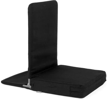 Bodhi Mandir Bodenstuhl | Klappbarer Meditationsstuhl mit dickem Sitzkissen | Bodensessel mit gepolsterter Rückenlehne | Sitzstuhl für Freizeit, Yoga & Mediation | Waschbarer Bezug | Schwarz