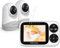 HelloBaby Baby Monitor Video e Audio telecamera bambini con monitor, Schermo IPS da 3,2, Senza WiFi, Visione Notturna, Pan-Tilt-Zoom, Allarme Ninna Nanna e Portata di 1000 Piedi, 2 Fotocamera Inclusa