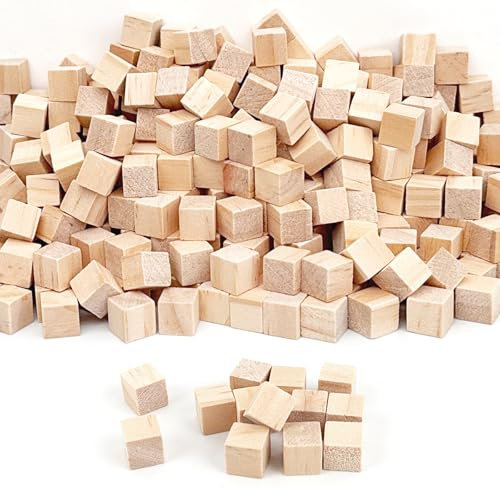 Holzwürfel 500 Stück Bastelholz Klötzchen 10mm Bastelklötzchen Blanko Holzklötze Quadrat Holzklötzchen Holzwürfel zum Basteln für Malen, Zeichnen, Dekorieren, Bausteine, Heimwerken