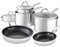 GF900276 Good Food in Partnership with Tower Tri-Ply 5 Piece Cookware Set with 16cm, 18cm & 20cm Saucepans with Tempered Glass Lids, 20cm & 28cm Frying Pans, Stainless Steel