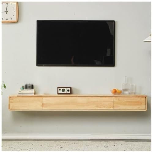 WEISHIDAI Meuble TV Flottant Mural, Centre de Divertissement Mural avec tiroir de Rangement et Porte, Console multimédia Moderne for Le Salon(F,180cm)