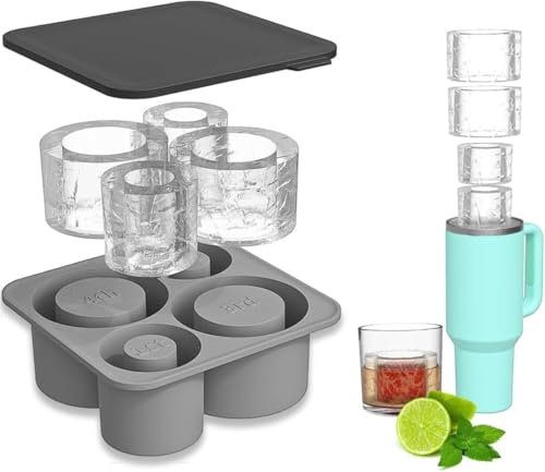 Stanley Cup Ice Cube Mold - 4 in 1 Silicone Ice Cube Tray for Stanley Tumblers and Drinks (Grey, BPA-Free, OPP Bag)