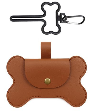 HoveeLuty Distributeur de Sacs à crottes pour Chien, Support de Sac à crottes en Cuir, Distributeur Sacs déjections Canines, Porte-Sac Poubelle en Forme Lapin Marron pour Promener Le Chien, distrib