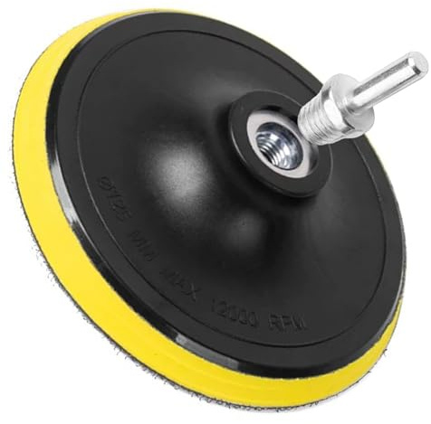 Kiyraglo 5 Inch Hook and Loop Sanding Backing Pad for Orbital Sander, Drill Adapter, Sanding Disc Polishing Pad M14 Threaded