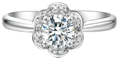 Wycian Verlobungsring Frauen Ring Damen Diamant 9K Weißgold Blume mit 0,5 CT Diamant Größe 61 (19.4) Massiv, Nicht Plattiert Beliebt für Tante Danksagung Schmuck
