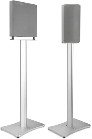 Floor Stand Compatible with Sony Bravia Theatre Quad HT-A9M2 Speaker/HT-A9 Speaker/SA-RS5 Wireless Rear Speakers，Heavy Base All Metal Construction Speaker Pole Stand (Silvery)