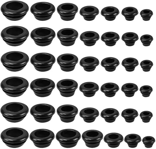INNAL 100 Piezas Pasacables de Goma (3/4/5/6/7/8/10/12/14/16mm) | Pasacables Goma Impermeable Ojales de Gomas Negro 10 Tamaños para Protección Cables
