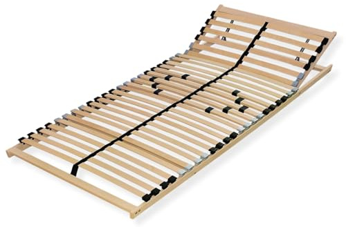 Sleepneo Lattenrost 120x200, Kopfteil verstellbar, Ergonomischer 7 Zonen Lattenrost, Buchenholz, 28 Latten, Lattenrahmen, Federholzrahmen, Selbstmontage, hohe Traglast bis 140Kg