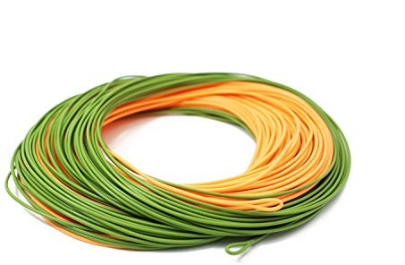 30,5m Lenza da pesca switch appesantita per mosca galleggiante WF-5F/6F/7F/8F Doppio colore Lenza a 2 passanti saldati, Light Green&Orange, 7.0