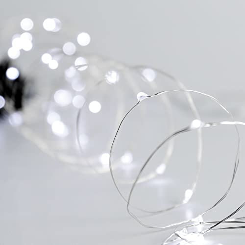 Battery Powered Firefly Wire Lights – 10 & 20M Indoor Outdoor Lighting – with Timer (White, 20m)