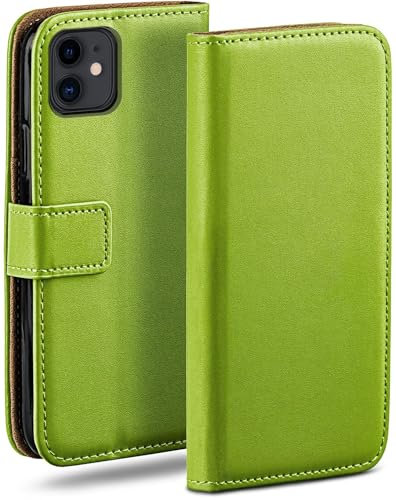 moex Book Case für iPhone 11 Handyhülle mit Kartenfach, Hülle klappbar 360 Grad Schutzhülle, Klapphülle Flip Case Cover, PU Leder Handytasche Lederhülle, Grün