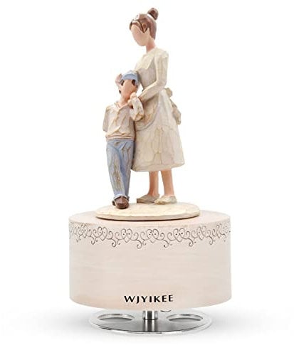 WJYIKEE Spieluhr Skulptur Handgemalte Musikfigur Warme und romantische Geburtstagsfeier Musikalisches Geschenk Heimbüro Studio Dekoration (Mama & Sohn)