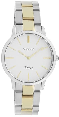 Oozoo Vintage Damenuhr mit Edelstahl Gliederarmband 34 MM Weiß/Bicolor C20044