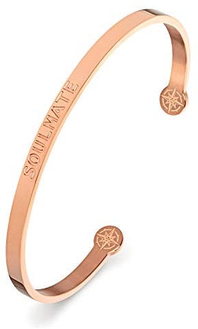Kistanio Damen Armreif mit Spruch - SOULMATE - rosévergoldet BAN-SOU-RG