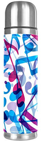Isolierflasche mit Musiknoten-Muster, Edelstahl, Isolierflasche, 500 ml