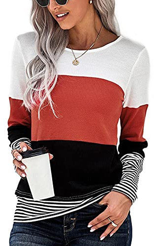 FANGJIN Pullover Damen Langarmshirt sexy Oberteil Basic Party Outfit elegant Bluse dünner Strick Sweatshirt Damen lang warm Tshirts Rot Tops XXL (48 50)