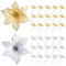 Kiiwah 30 Stück Weihnachtsbaum Blumen, Weihnachtsstern Künstlich Kunstblumen Weihnachtsbaum Deko Blumen für Weihnachtsbaum Ornamente (Golden, Silber)