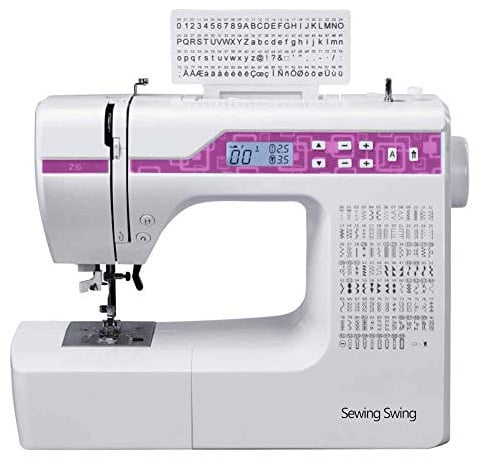 Macchina da cucire in metallo, colore bianco, rosso, macchina da cucire computerizzata, con 200 programmi di cucitura (viola)