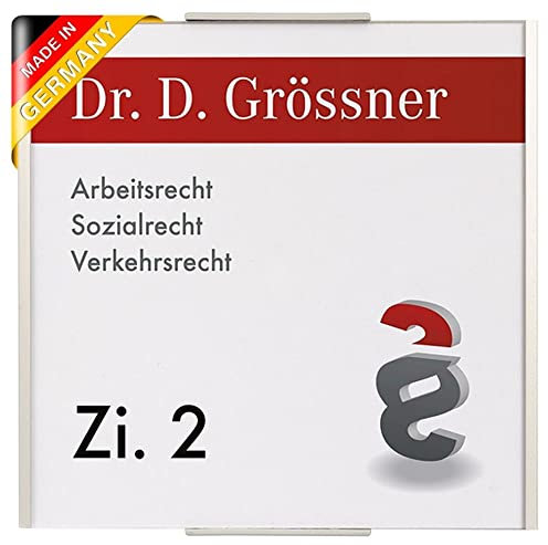 ROM Türschild 150 | 148x151 mm | Alu Rahmen silber eloxiert | entspiegelte Abdeckung | kinderleichte Klebemontage | Türschild Büro | Büroschild