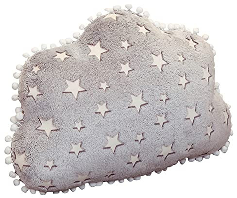 Luminous Plüsch Kissen Spielzeug, LED Leuchtend Stern Mond Wolke Weich Kissen Zierkissen für Kinderzimmer Gefüllt Plüsch Sofa Stühle Wurfkissen Rückenkissen Dekokissen Geschenk für Kinder Mädchen,40CM