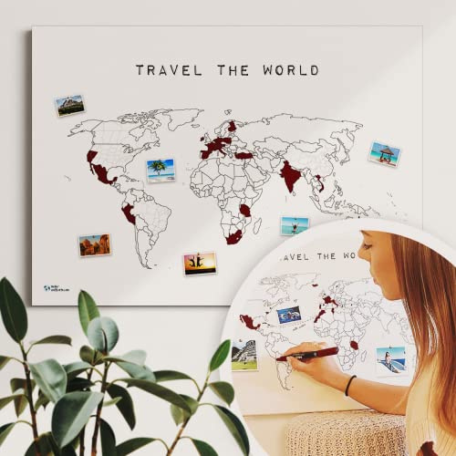 Weltkarte „Travel the World 2“ zum Ausmalen – Leinwandposter, 90 × 60 cm