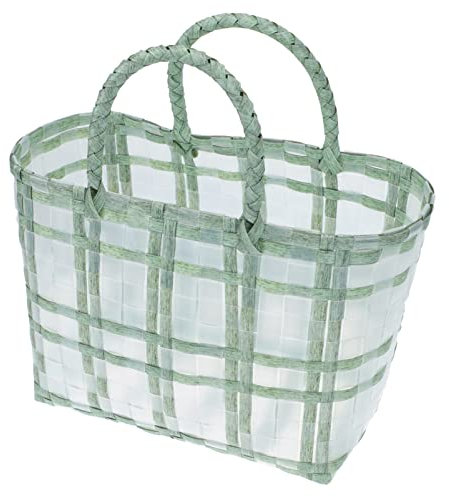 Einkaufstasche Geflochten Einkaufen Gewebte Griff Lagerkorb: Lebensmittelgesch? Tasche für Küche Badezimmer Pantrykabinett Home Shopping Container 30X18cm Einkaufskorb Geflochten