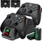 Mocagen Xbox Controller Charger Station, 2x1800mAh Rechargeable Battery & 4 Battery Cover Kit, USB-C, Fast Charging, Green/Red, 2 Count