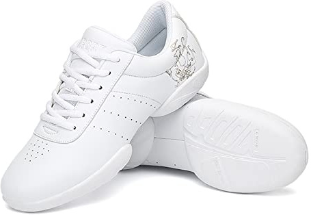 Kinder Mädchen Aerobic Dance Shoes Hip-hop Jazz-Schuhe Damen Athletische Gymnastik Fitness Schuhe Weiche Untere Kinder Damen Tanzturnschuhe(33, White)