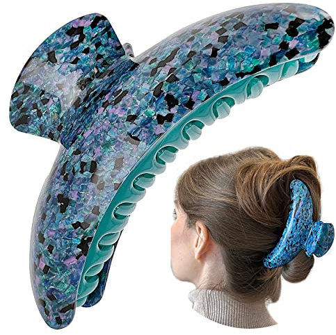 Große Haarklammer XXL 12 cm/Haarspangen Damen Groß Hochwertig/Haar Klemmen Spangen Grosse/Haarspange Groß/Haar Accessoire Bananenclip Haarspange/Claw Clip Haarschmuck Damen (Blau)
