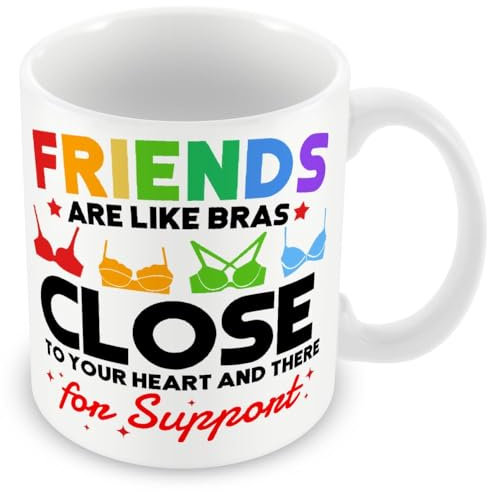 MUGGZ Taza de regalo para amigos – Friends are Like Bras – Taza de café divertida personalizada – Regalo único para amigos y familiares