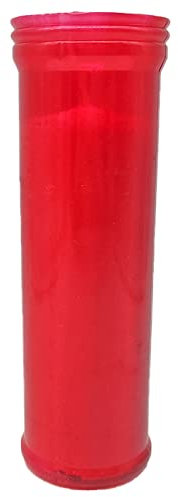 Tradineur - Candela liturgica in paraffina e cera vegetale, decorazione chiese, cimiteri, tombe (rosso, 21,5 cm)