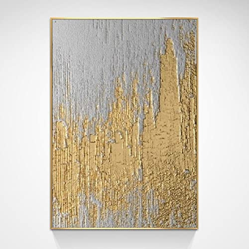 Acrylbilder, Graue Textur Goldfolie Farbblock Minimalistischer Luxus Abstrakte Moderne Rahmenlose Original Vvvnted Ölgemälde Auf Leinwand Für Familienwand Wohnzimmer Esszimmer Home Art Decor, 70
