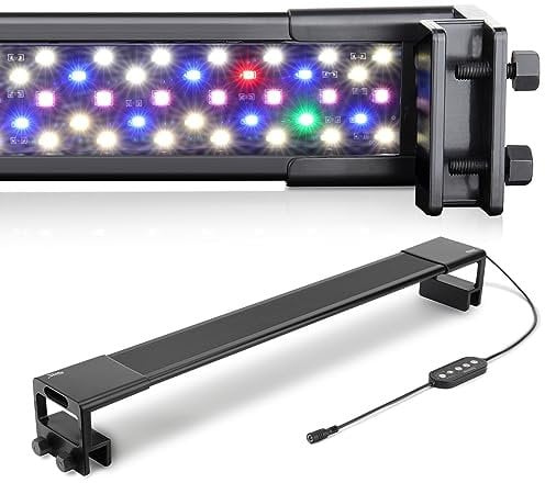 Hygger Clip On Aquarium Light, Full Spectrum LED Aquarium Light, 48W 24/7 Lighting Fish Tank Light with 10 Colors, Adjustable Timer,3 Modes for 120-132cm Planted Tank