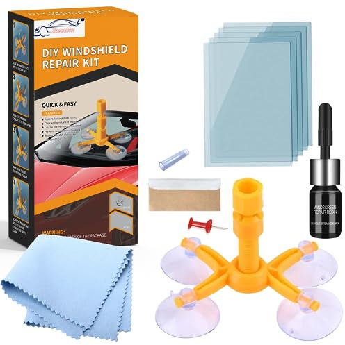 Xtremeauto Windscreen Repair Kit - 12PC Car Windscreen Repair Kit, Repair Cracked & Chipped Window Glass, Cracked Windshield Glass Repair Kit Car Glass Repair Kit, Windscreen Chip Repair With Cloth